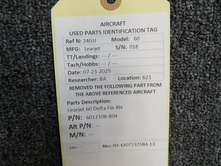 LearJet 6012108-804 Learjet 60 Delta Fin RH