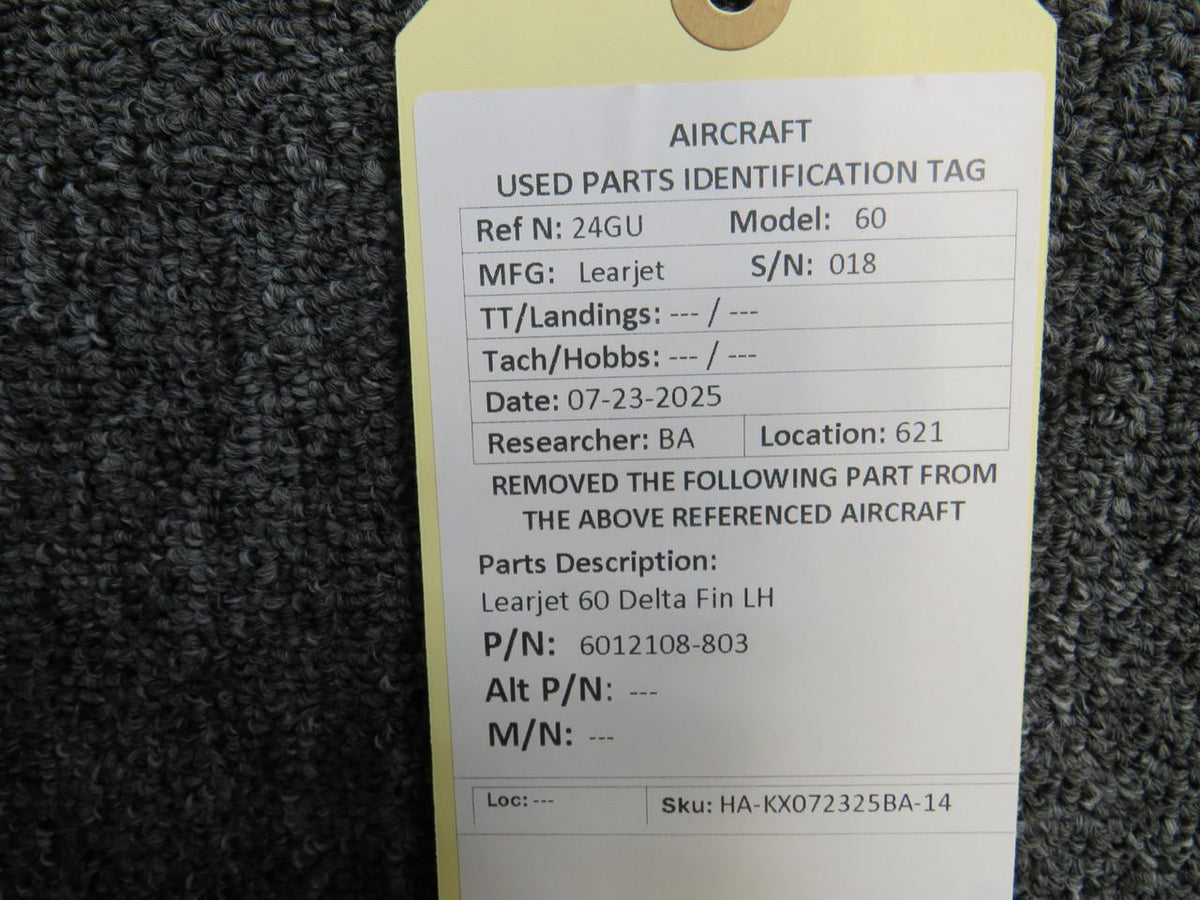 LearJet 6012108-803 Learjet 60 Delta Fin LH