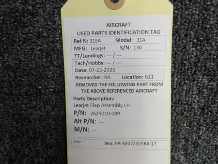 LearJet 2625010-089 Learjet Flap Assembly LH