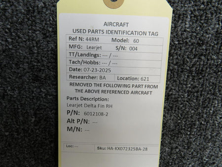 LearJet 6012108-2 Learjet Delta Fin RH