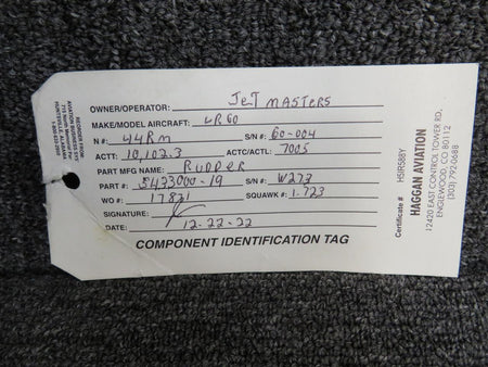 LearJet 5433000-19 Learjet 60 Rudder Assembly