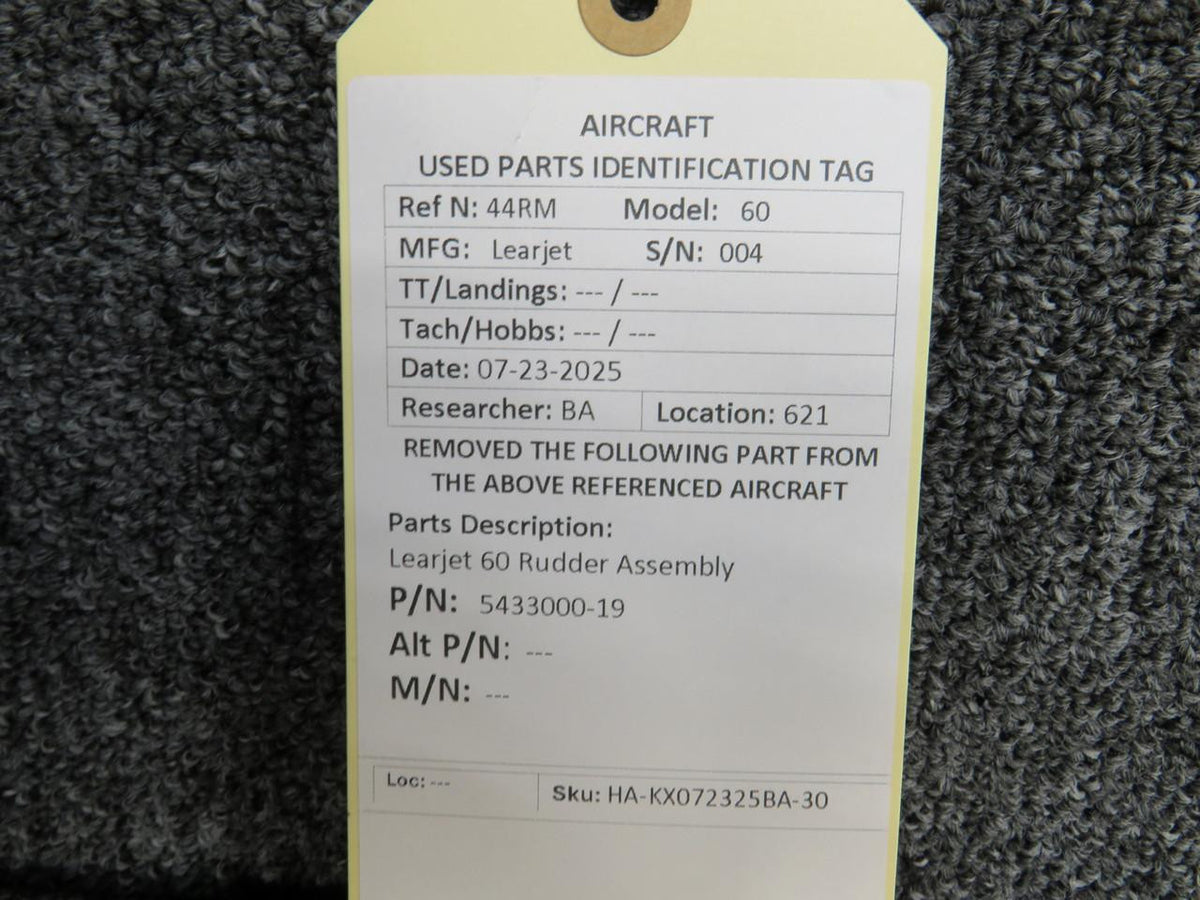 LearJet 5433000-19 Learjet 60 Rudder Assembly