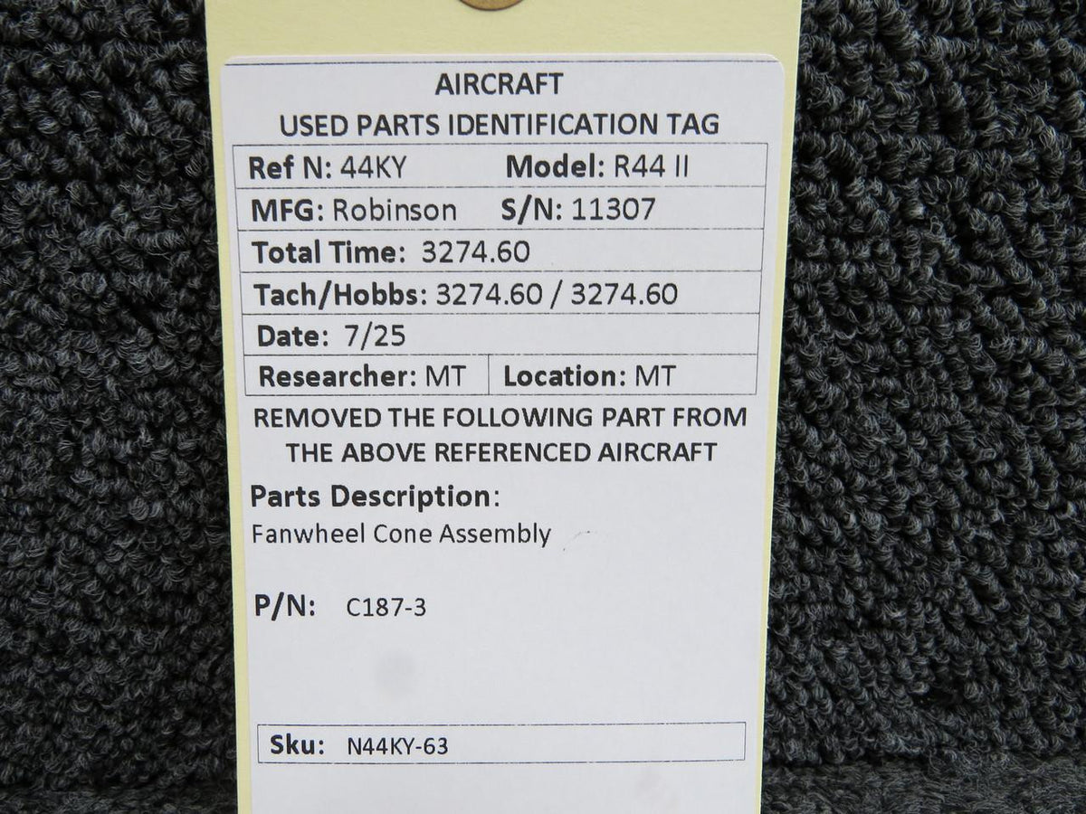 Robinson Helicopter & Airplane Parts C187-3 Robinson R44II Fanwheel Cone Assembly