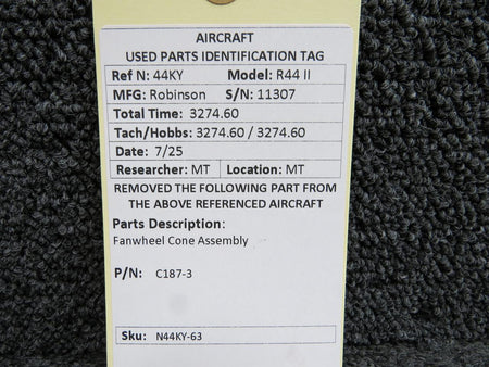 Robinson Helicopter & Airplane Parts C187-3 Robinson R44II Fanwheel Cone Assembly