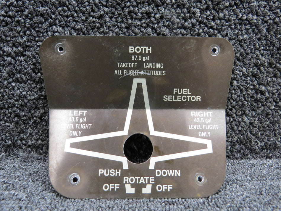 1205125-9 (Use: 1205125-12) Cessna 206H Fuel Selector Placard