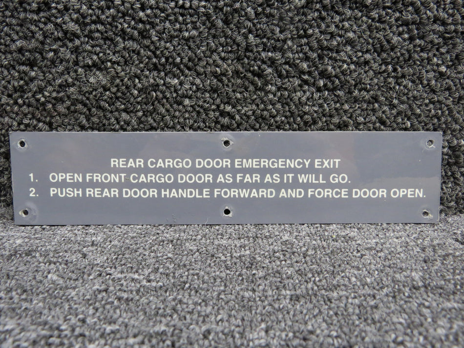 1201999-14 Cessna 206H Rear Cargo Door Emergency Exit Placard