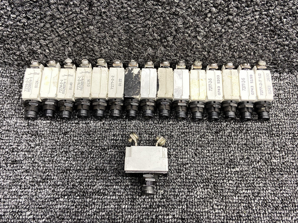 7274-2, 7277-2 Klixon Push to Reset Circuit Breaker Set (Amps: 1, 2, 5, 7.5, 30)