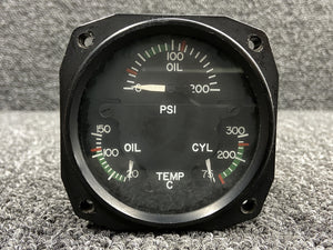 18-1000-8 RC Allen Tri-Engine Indicator (28V, Oil PSI, Cyl & Oil Temp)