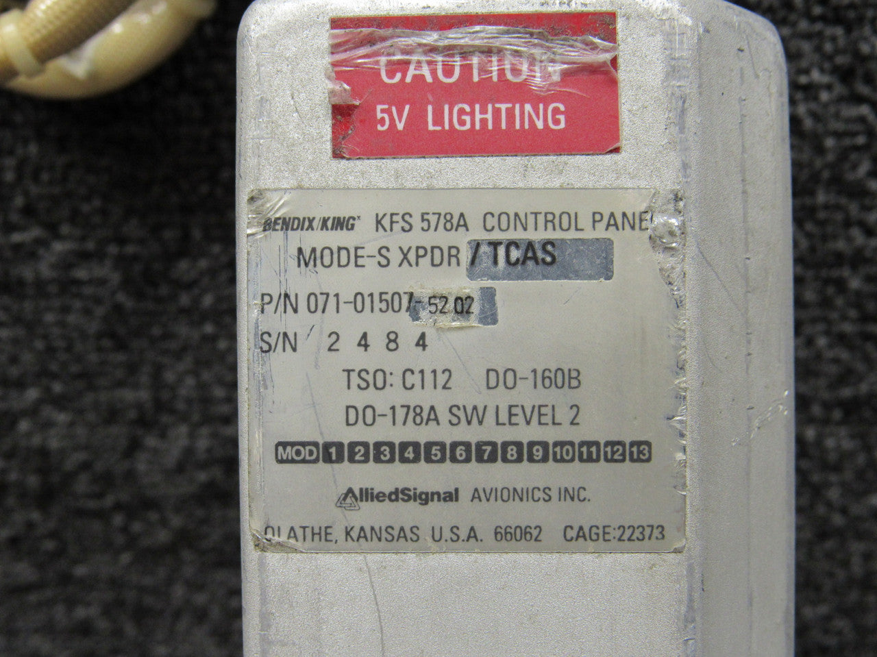 071-01507-5202 Bendix King KFS-578A Control Panel Mode S XPDR-TCAS