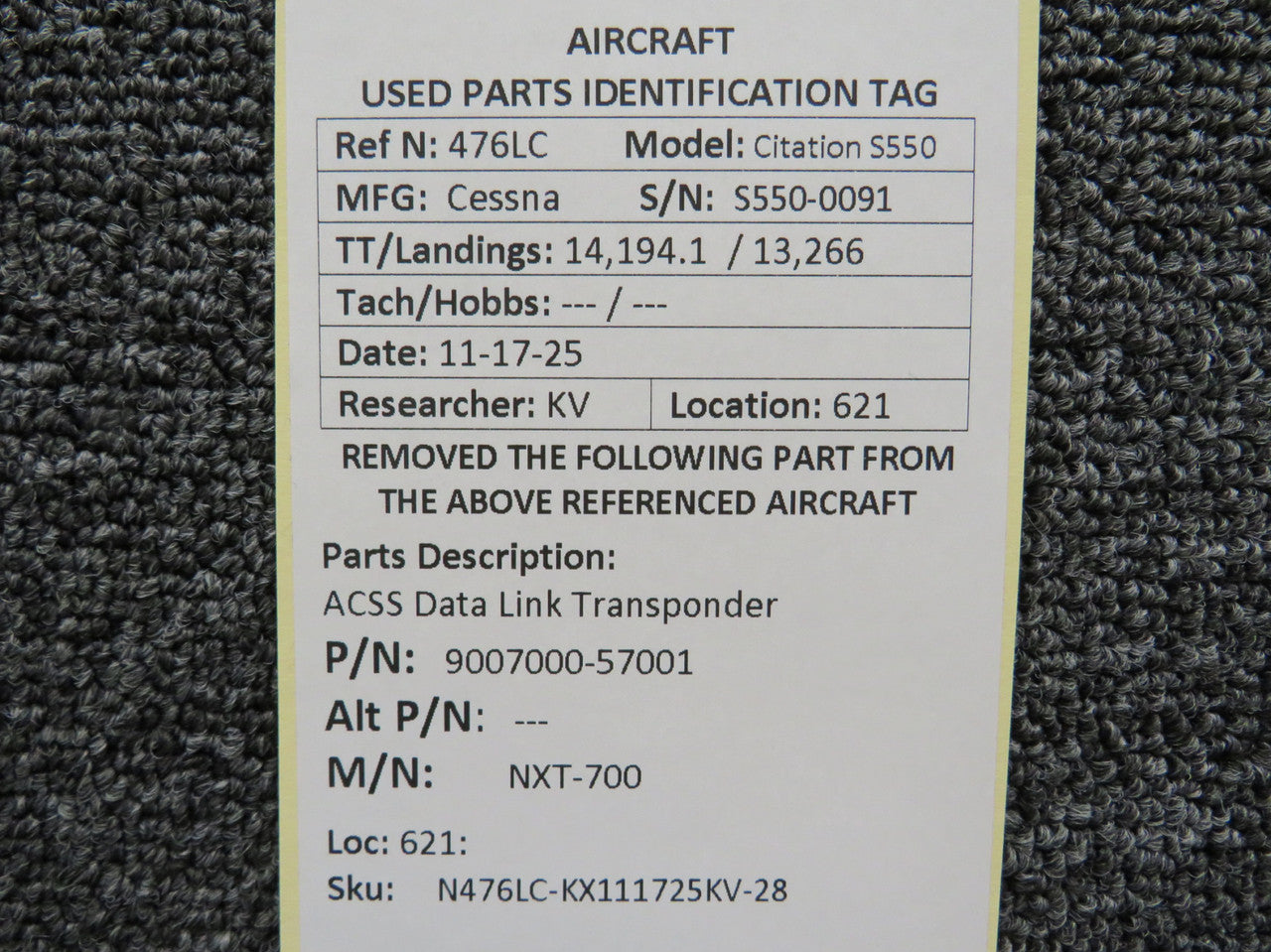 9007000-57001 ACSS NXT-700 Data Link Transponder – BAS Part Sales