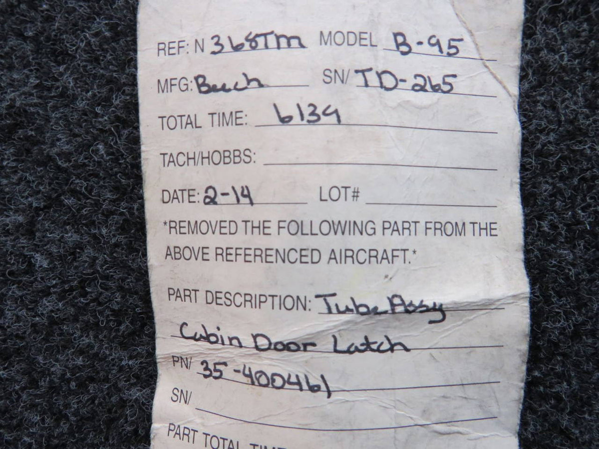 35-400461 Beechcraft B-95 Tube Assembly Cabin Door Latch BAS Part Sales | Airplane Parts