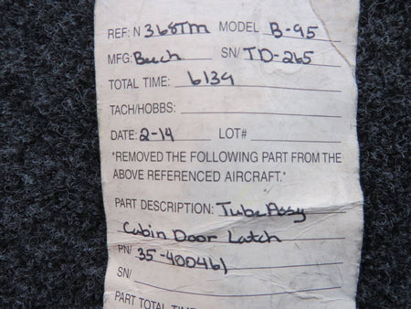 35-400461 Beechcraft B-95 Tube Assembly Cabin Door Latch BAS Part Sales | Airplane Parts