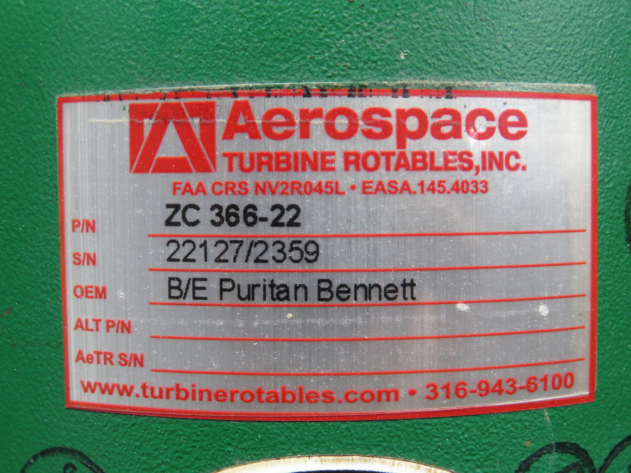 ZC366-22 Puritan-Bennett Aviators Oxygen Tank – BAS Part Sales
