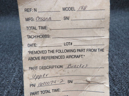 1600074-2 Cessna 188 Bracket Upper BAS Part Sales | Airplane Parts