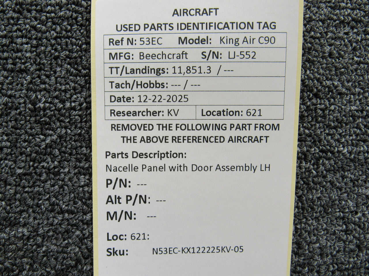 airページ Beechcraft King Air C90 Nacelle Panel with Door Assembly LH – BAS