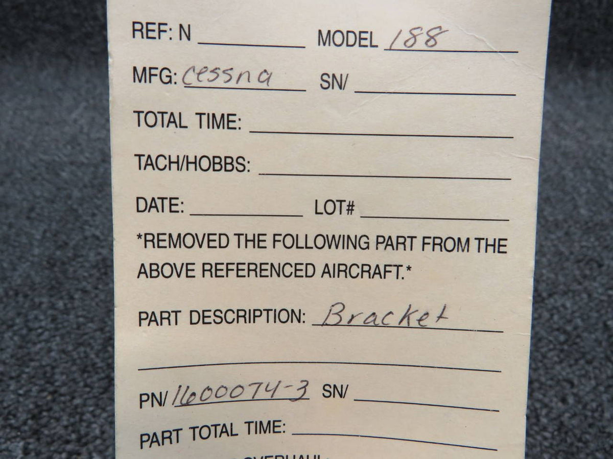 1600074-3 Cessna 188 Bracket BAS Part Sales | Airplane Parts