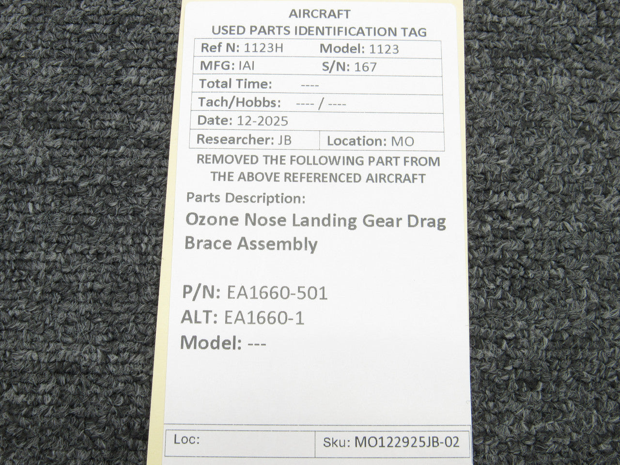 EA1660-501 (Alt: EA1660-1) Ozone Nose Landing Gear Drag Brace