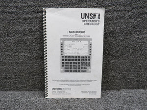 2411sv803-903 Universal Avionics 2006 SCN 803-903 UNS1 Operator’s Checklist