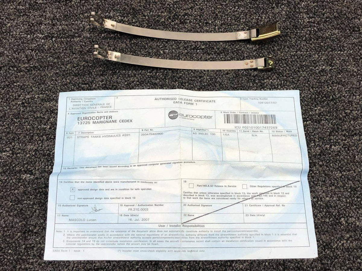 350A75400900 Eurocopter Strap Hydraulic Tank (NEW) (SA) BAS Part Sales | Airplane Parts