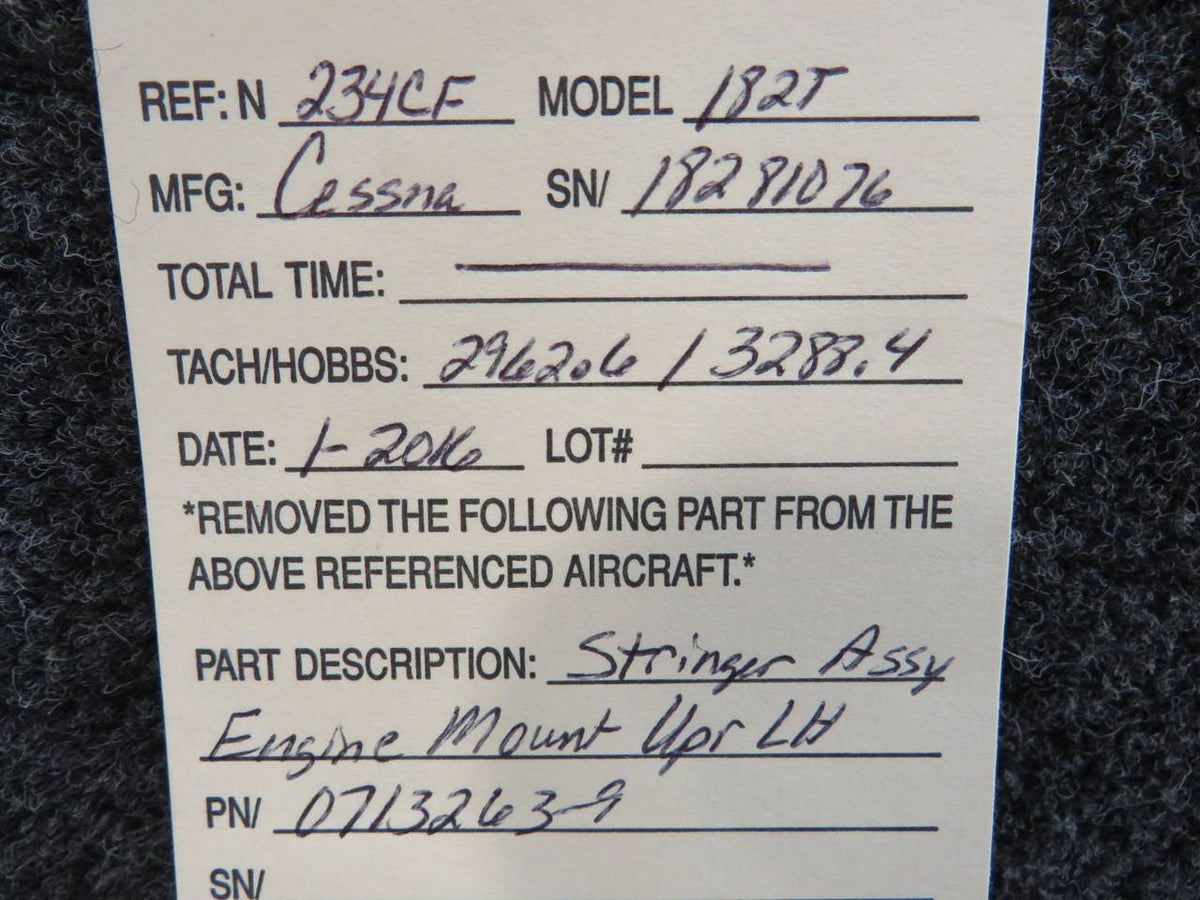 0713263-9 Cessna 182T Stringer Assy Engine Mount Upper LH BAS Part Sales | Airplane Parts