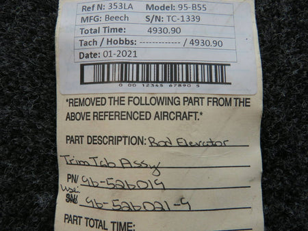96-526019 (Use: 96-526021-9) Beech 95-B55 Rod Elevator Trim Tab Assembly BAS Part Sales | Airplane Parts