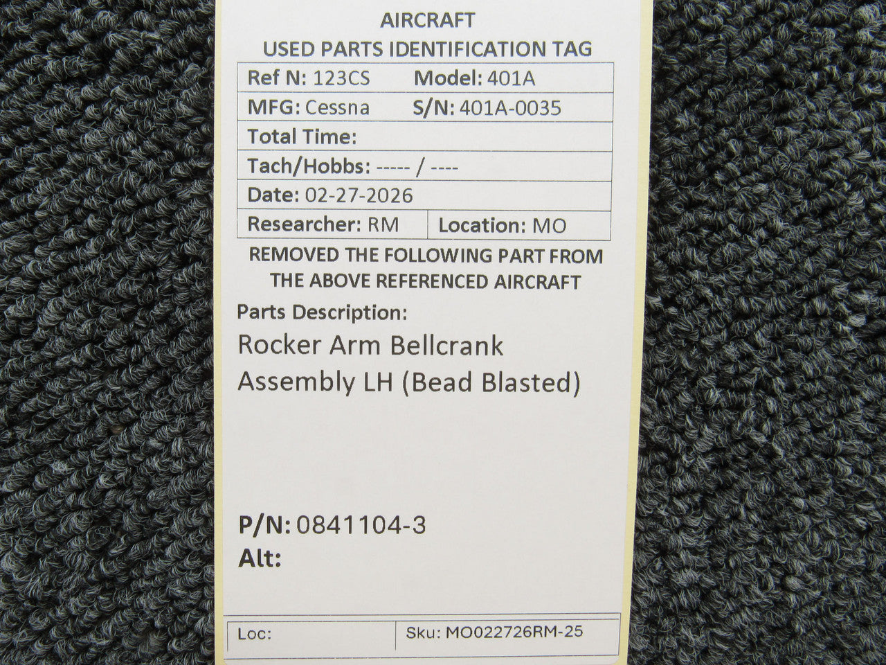 ★ページ 0841104-3 Cessna Rocker Arm Bellcrank Assembly LH (Bead Blasted