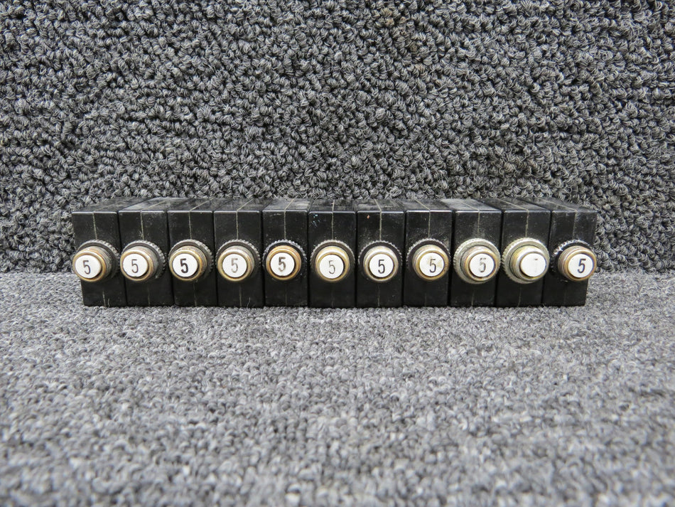 S-1360-5L Wood Electric Push Circuit Breaker Set of 11 (Amps: 5)