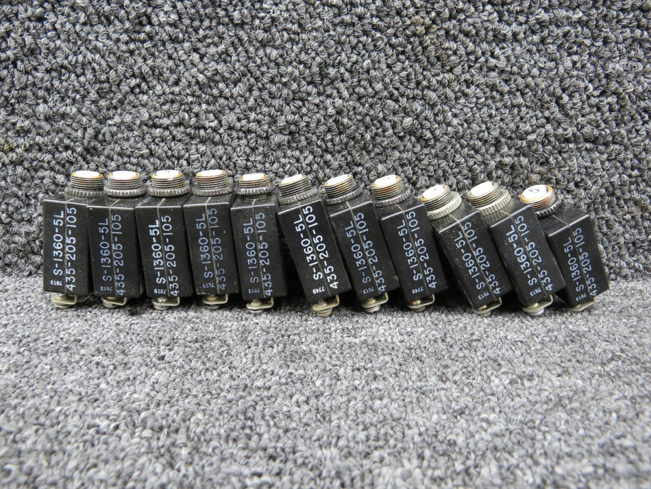 S-1360-5L Wood Electric Push Circuit Breaker Set of 11 (Amps: 5)