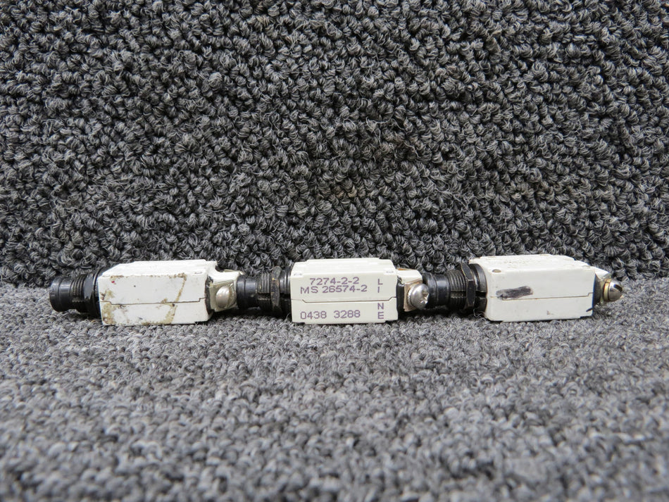 7274-2-2, 7277-2-2 Klixon Circuit Breaker Set of 3 (Amps: 2)