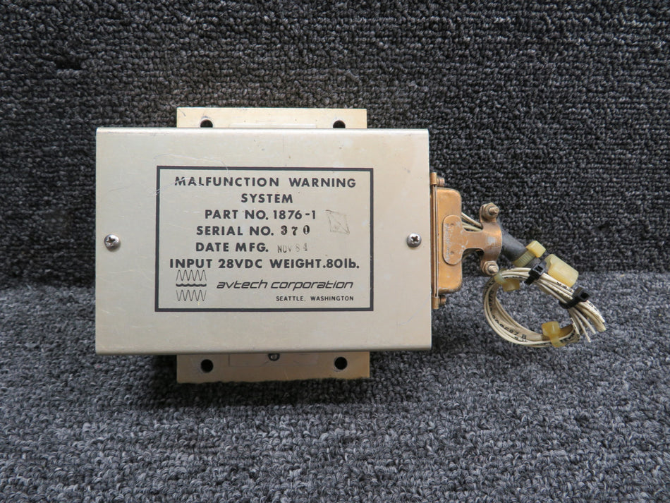 1876-1 Avtech Corporation Malfunction Warning System (Volts: 28)