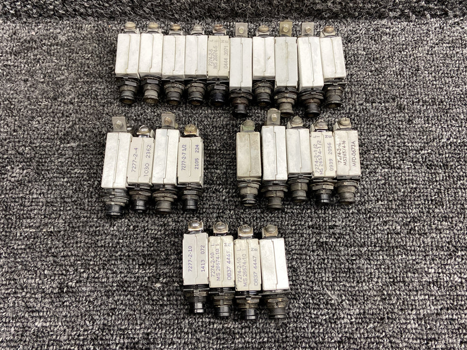 7274-2 Series Klixon Press to Reset Circuit Breaker Set (Amps: Various)