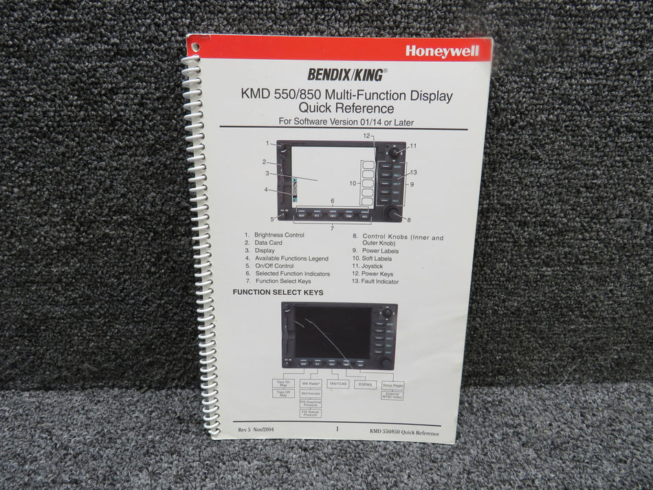 006-18223-0000 Honeywell, Bendix-King 2004 KMD-550-850 MFD Quick Reference