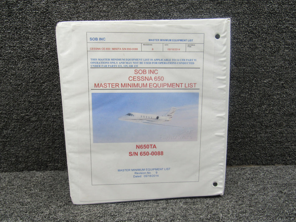 Cessna Citation III 650 Master Minimum Equipment List
