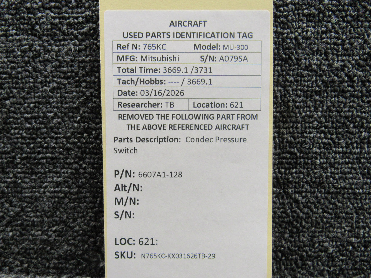 6607A1-128 Condec Pressure Switch – BAS Part Sales