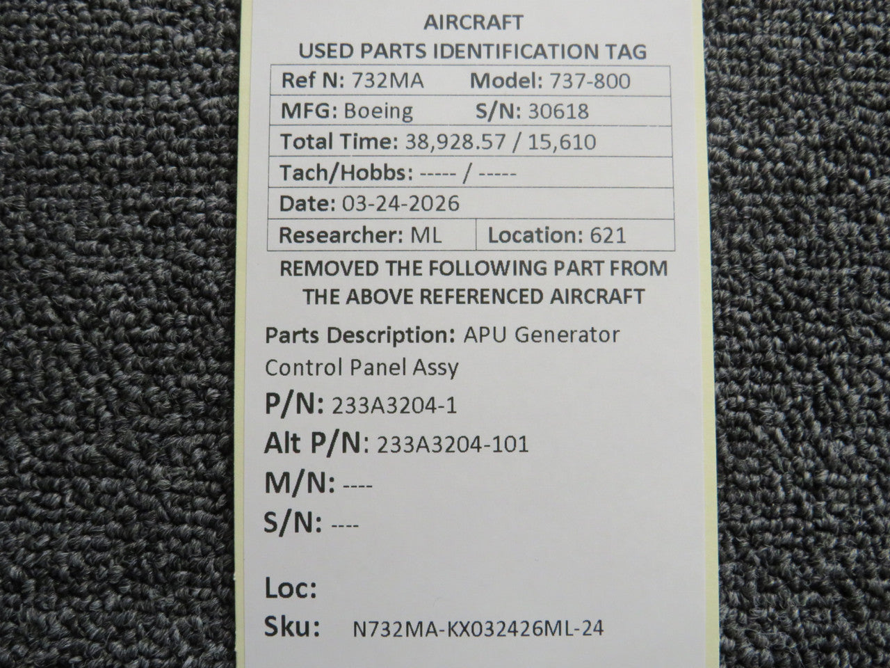 233A3204-1 (Alt: 233A3204-101) Boeing 737-800 APU Generator