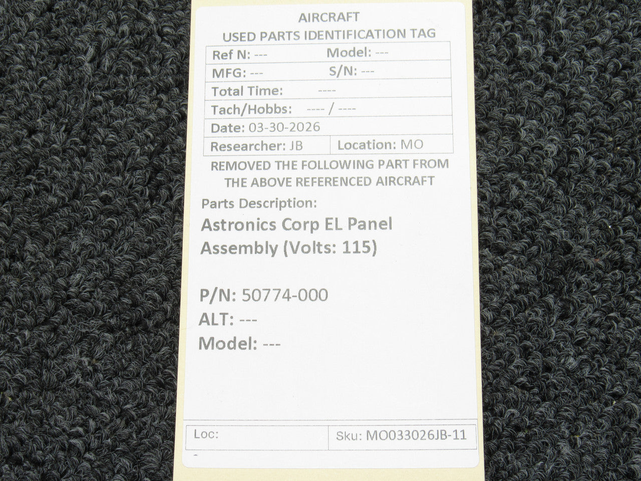 ancページ 558-973 (Alt: 50774-000) Astronics Corp EL Panel Assembly (Volts