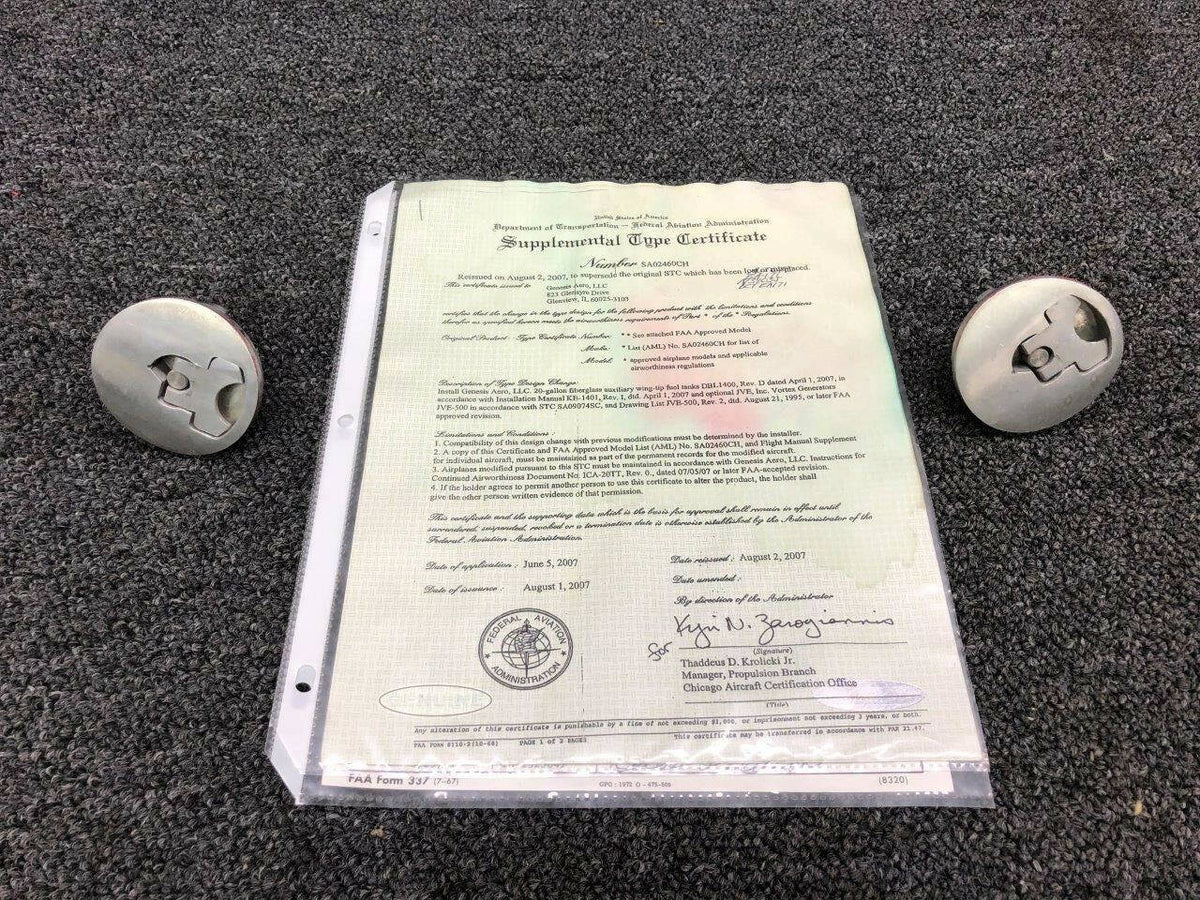 Beechcraft A36TC Genesis Aero Fuel Cap Set W/ STC (SA02460CH) BAS Part Sales | Airplane Parts