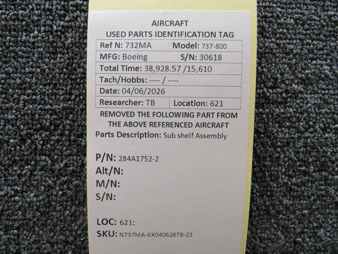 284A1752-2 Boeing 737-800 Sub-Shelf Assembly – BAS Part Sales