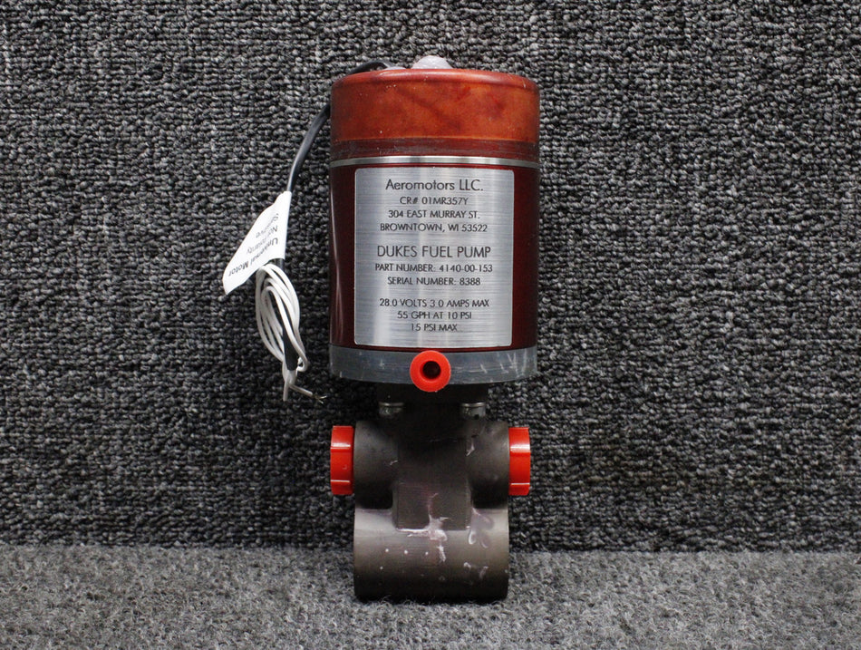 4140-00-153 Dukes Electric Fuel Boost Pump Overhauled with 8130-3 (28V, 3A)