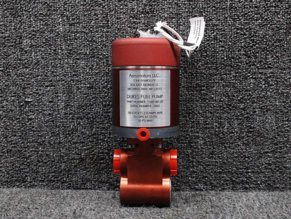 1500-00-38 Dukes Electric Fuel Boost Pump Overhauled with 8130-3 (28V, 3A)
