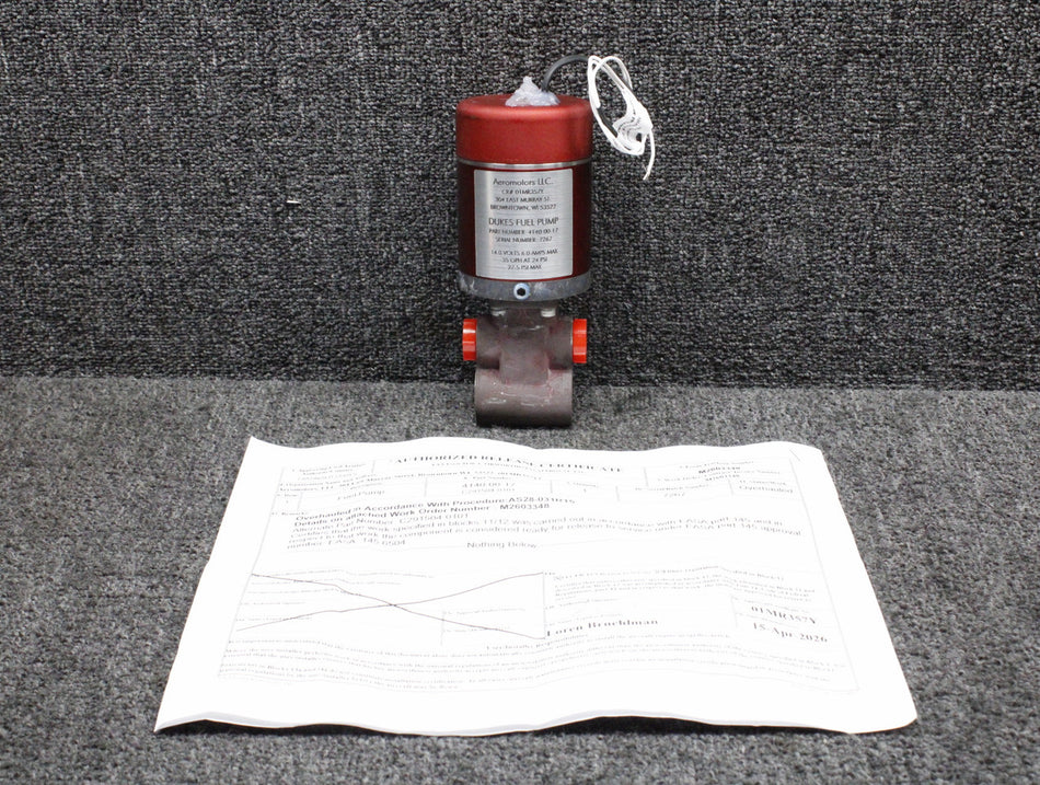 4140-00-17 Dukes Electric Fuel Boost Pump Overhauled with 8130-3 (14V, 6A)