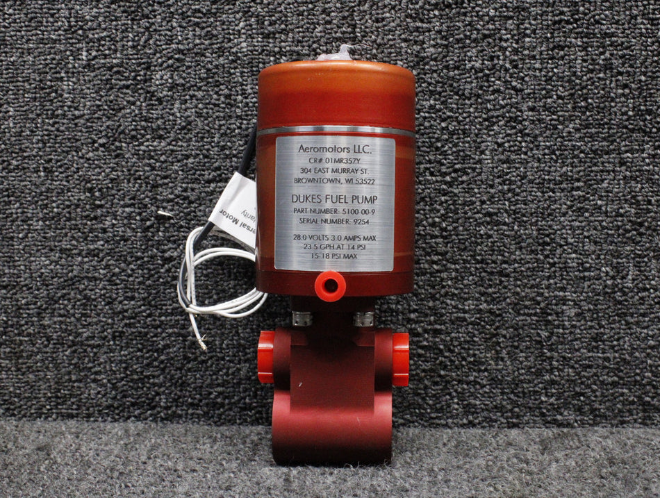 5100-00-9 Dukes Electric Fuel Boost Pump Overhauled with 8130-3 (28V, 3A)