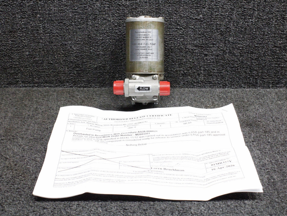 2B6-9 Airborne Fuel Pump Assembly Overhauled with 8130-3 (14V, 4.5A)