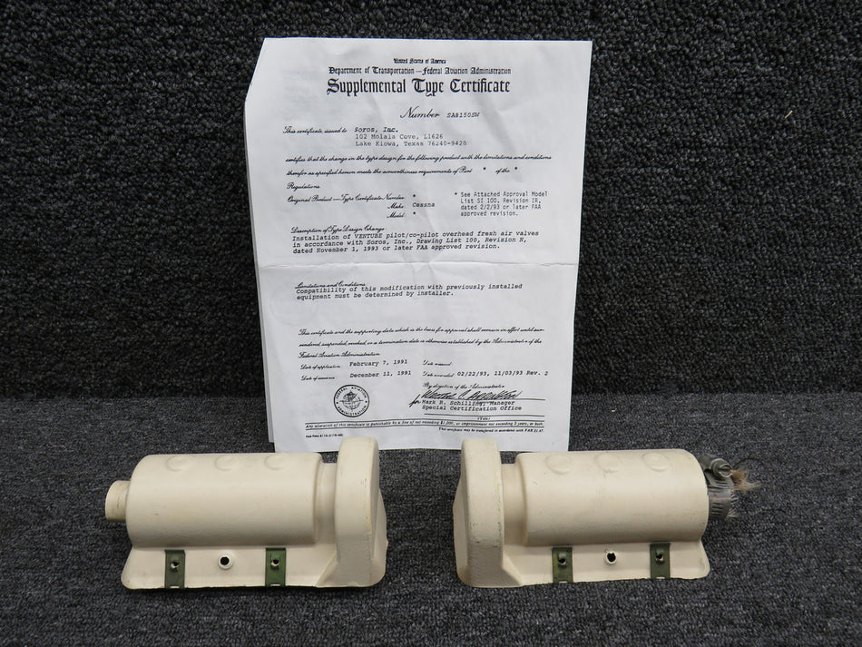 SI-1-1, SI-1-2 Soros Cessna TR182 Cabin Air Vent Tube Set of 2 with STC