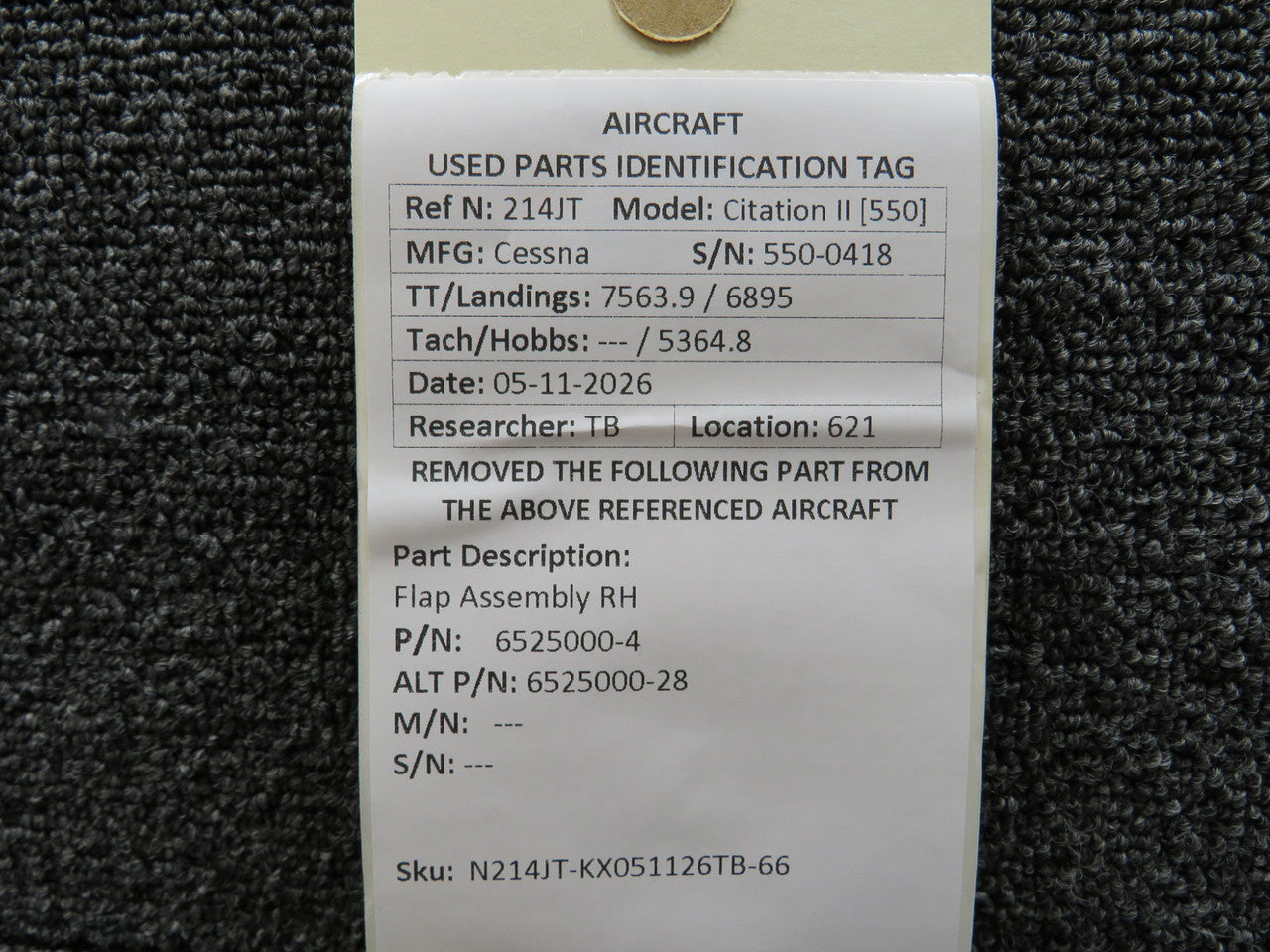 6525000-4 (Use: 6525000-28) Cessna Citation II 550 Flap Assembly