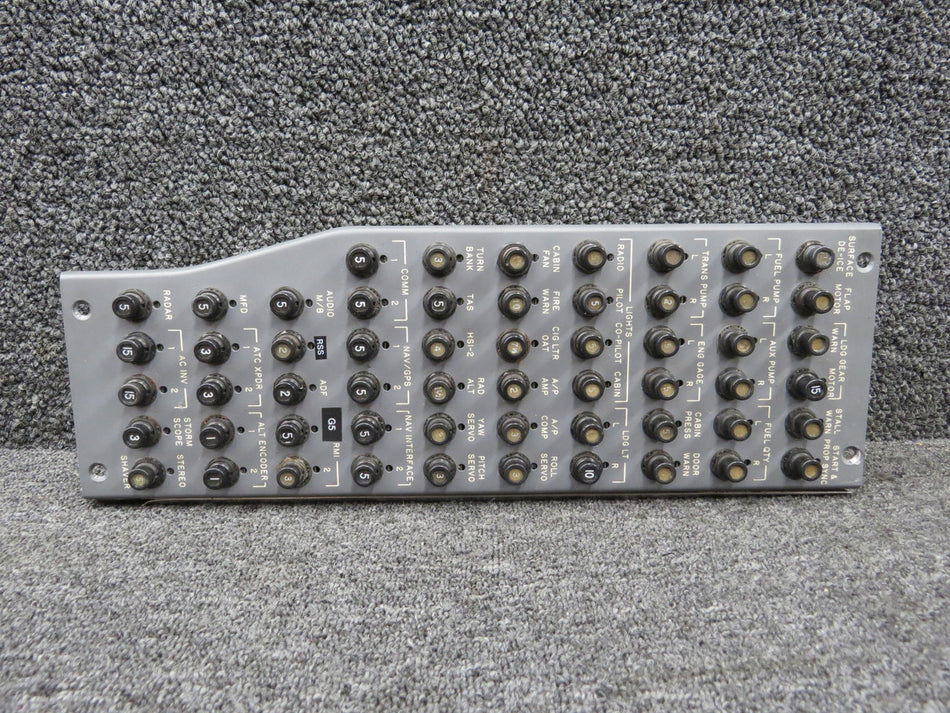 5618029-16 Cessna 421B Upper Center Circuit Breaker Panel Assembly with Breakers