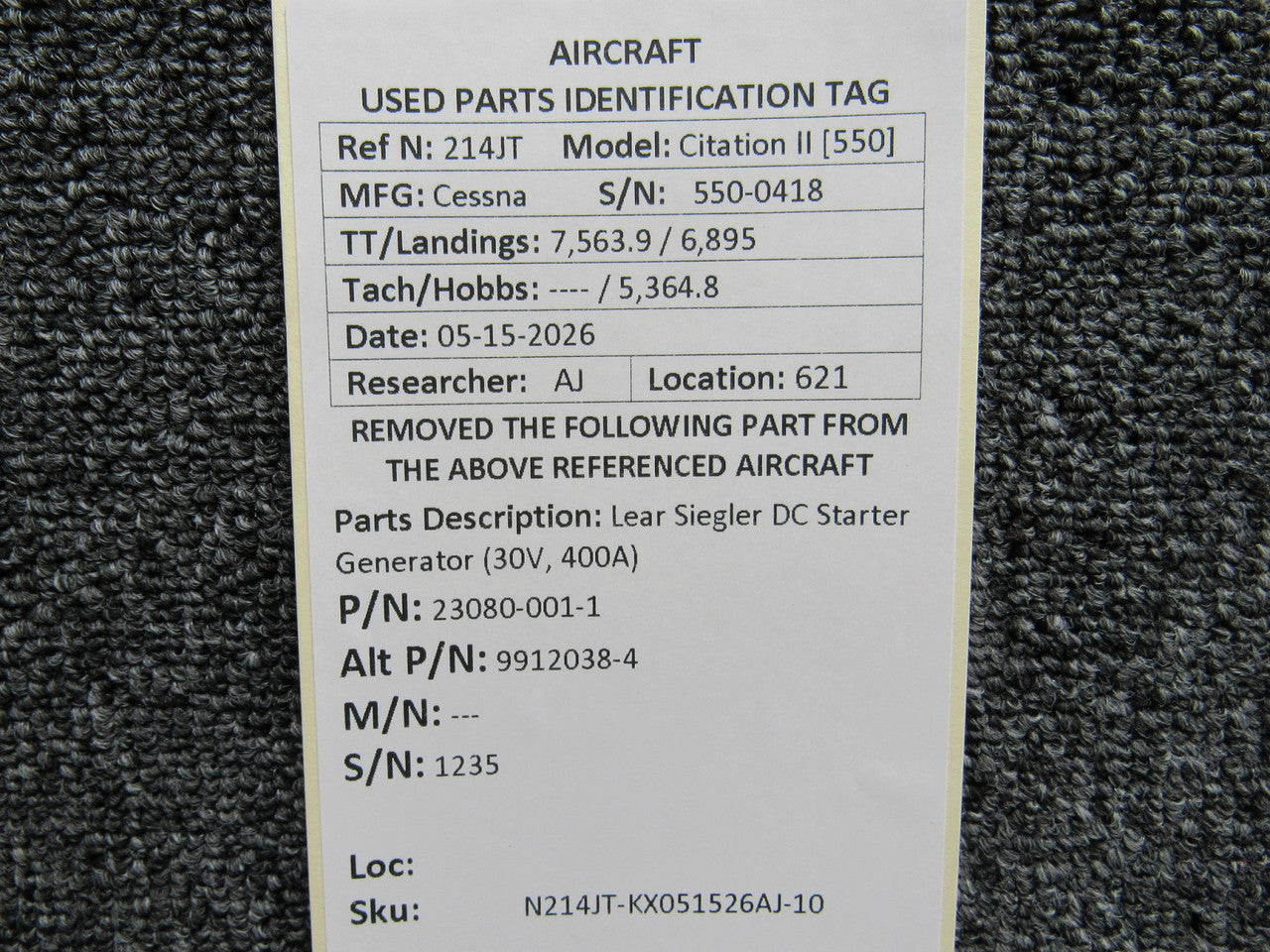 87ページ 23080-001-1 (Alt: 9912038-8) Lear Siegler DC Starter Generator