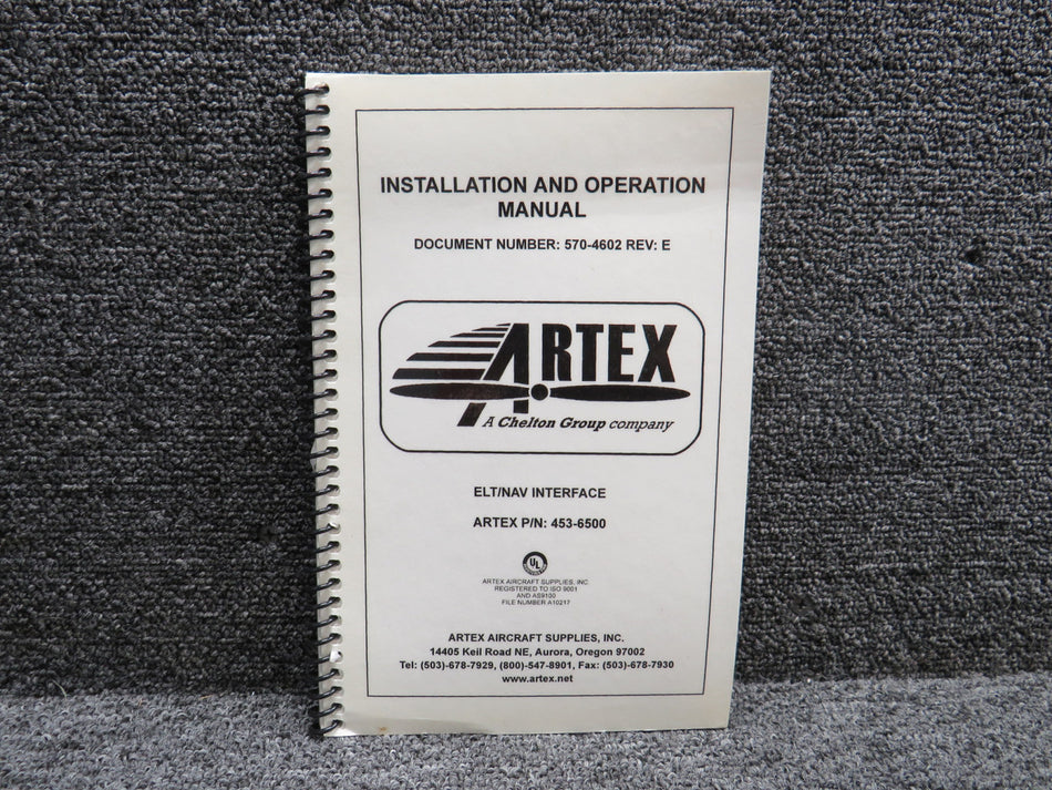 570-4602 Artex 453-6500 ELT-NAV Interface Installation and Operation Manual
