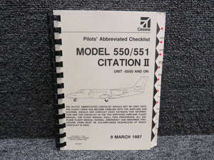 55CLA00 Cessna 1987 Citation II 550 Pilots Abbreviated Checklist