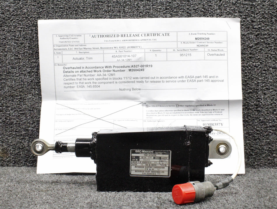 AA-34-12M1 (Alt: 45AS61014-107) GEC-Marconi Trim Actuator Overhauled (Volts: 26)